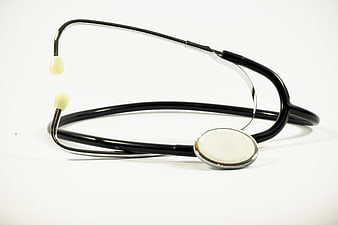 Black Stethoscope on White Background for Medical Concept