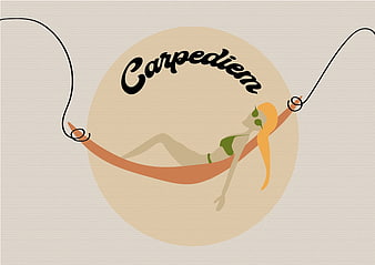 Carpe Diem Illustration of Woman Relaxing in Hammock