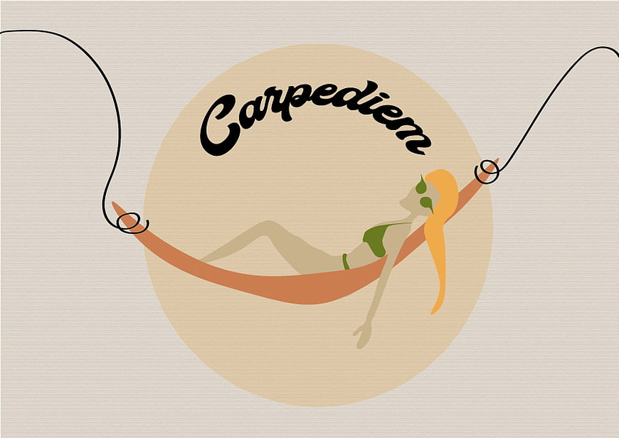Carpe Diem Illustration of Woman Relaxing in Hammock