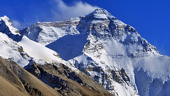 Snow-Covered Himalayan Mountain Peak Under Clear Blue Sky