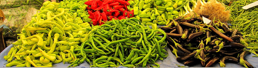 Fresh colorful vegetables at outdoor market stall