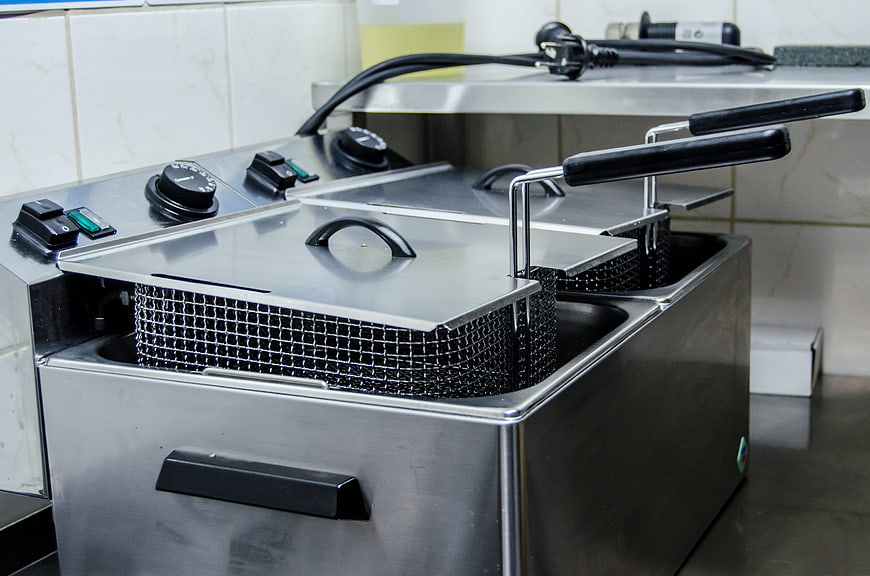 Stainless Steel Commercial Deep Fryer in Kitchen