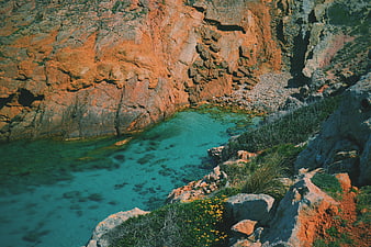 Aerial View of Turquoise River in Red Rock Canyon
