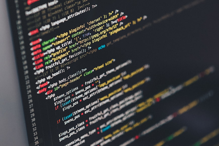 Close-up of PHP and HTML code on a computer screen