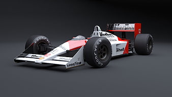 3D Render of Classic Red and White Formula 1 Race Car