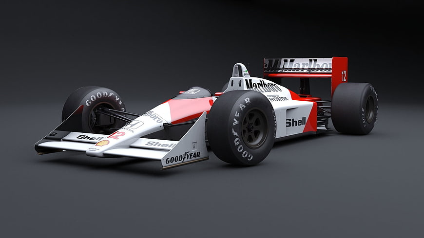 3D Render of Classic Red and White Formula 1 Race Car