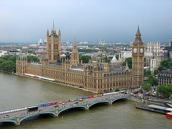 Aerial View of Houses of Parliament and Big Ben in London