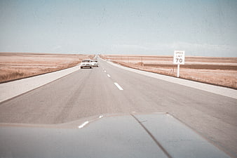 Vintage POV Highway Drive Through Flat American Landscape