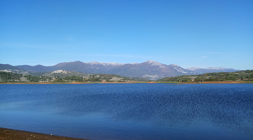 Panoramic view of Lake Canterno with mountains