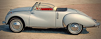 Silver vintage IFA F9 convertible classic car side profile