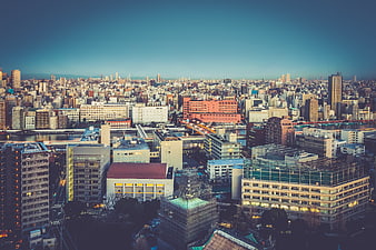 Aerial View of Tokyo Cityscape at Dusk with River