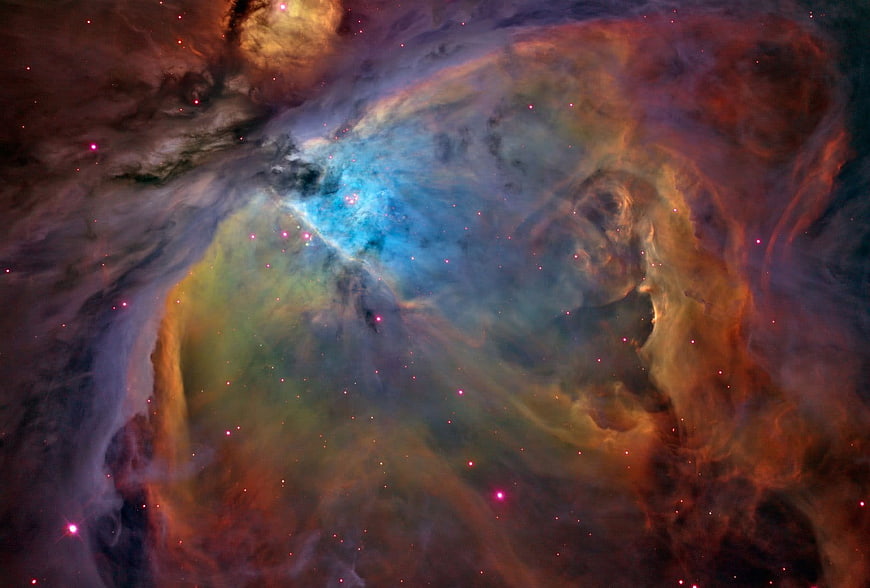 Colorful Cosmic Nebula with Swirling Gases and Stars
