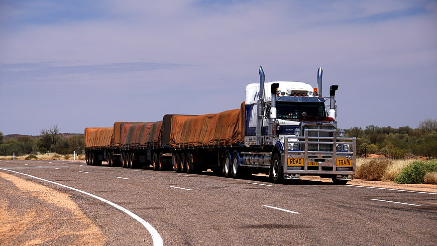 Australian Road Train Truck on Outback Highway