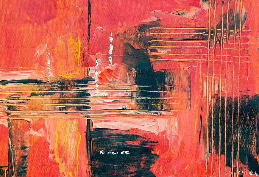 Abstract Red and Black Acrylic Painting with Texture