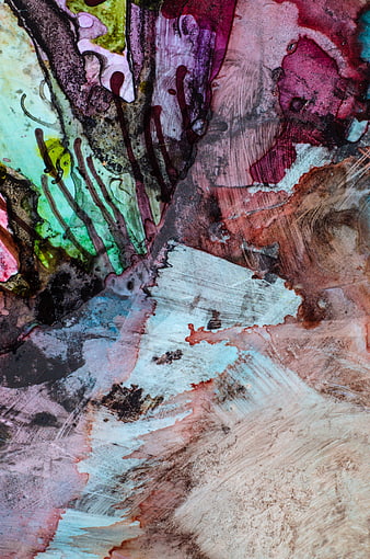Abstract Mixed Media Texture Background With Fluid Ink And Paint Strokes