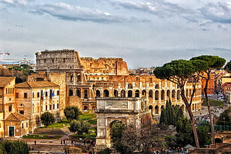 Colosseum and Arch of Constantine in Rome, Italy