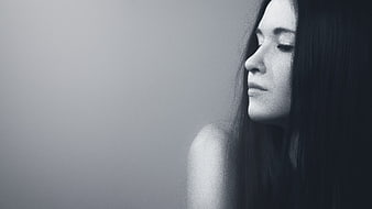 Moody Black and White Portrait of Woman with Eyes Closed