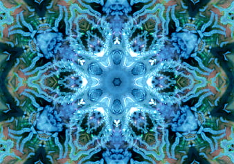 Abstract Blue Kaleidoscope Snowflake Pattern Design