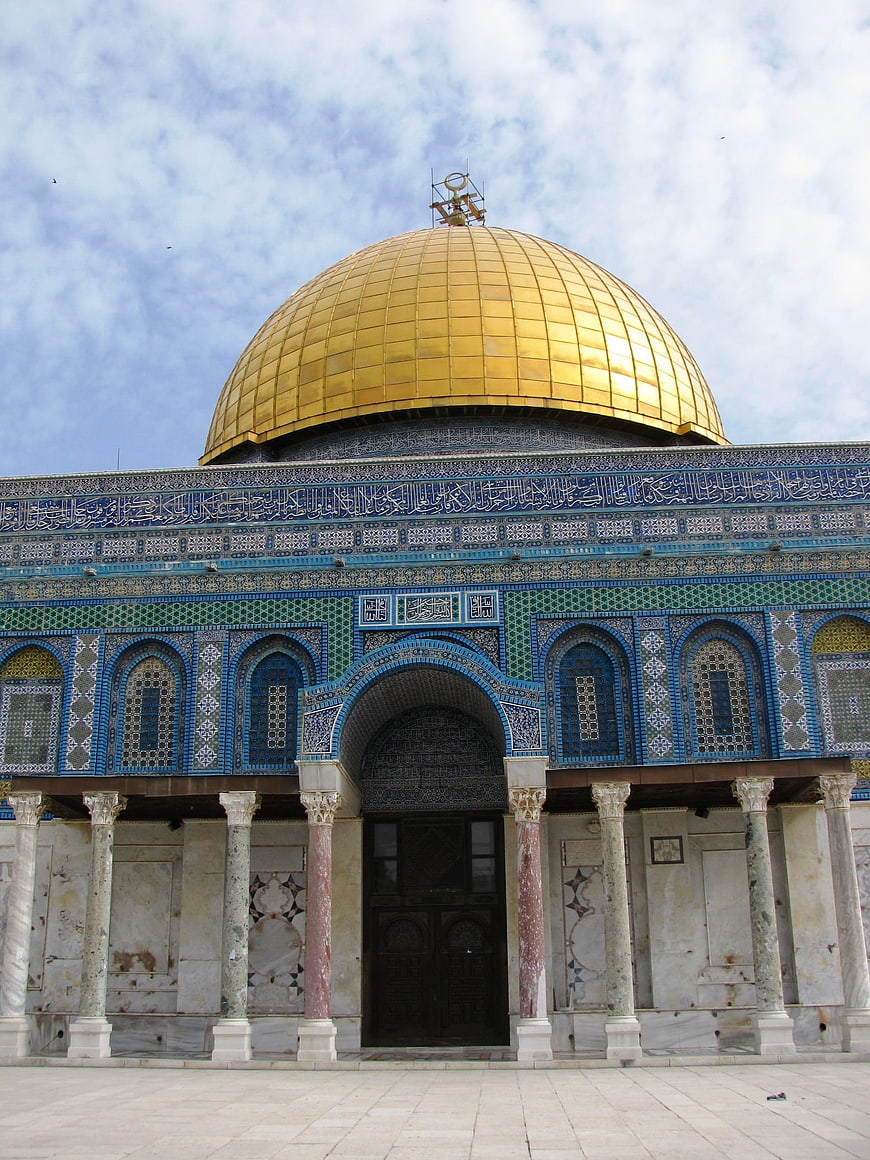 Dome of the Rock in Jerusalem with Golden Dome and Blue Mosaics