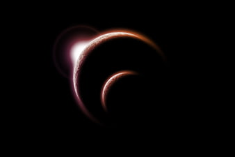 Abstract Crescent Planets with Glowing Atmosphere in Space