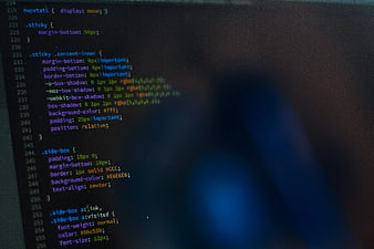 Close-up of CSS code on a computer monitor screen