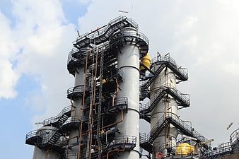 Industrial Chemical Processing Towers in Duisburg Germany