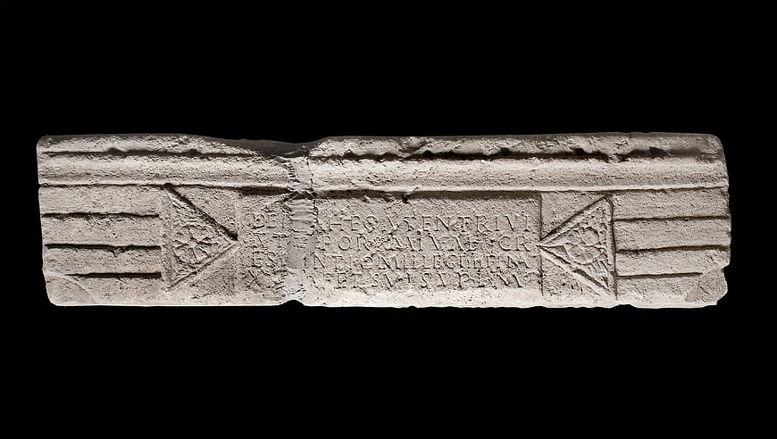 Ancient Roman Stone Inscription Fragment with Latin Text