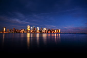 New York City Skyline at Dusk Reflected in Water