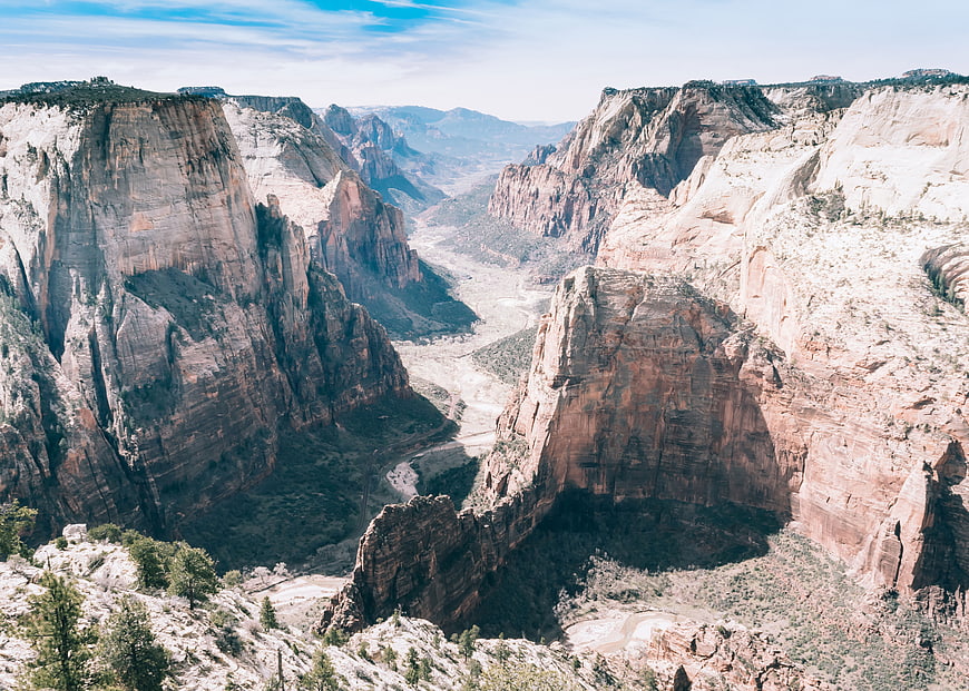 Majestic Red Rock Canyon Landscape with Deep Valley