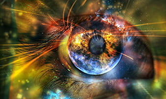 Abstract Cosmic Eye Close-Up With Vibrant Fantasy Colors