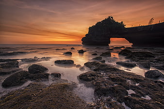 Dramatic Sunset at Broken Beach Natural Rock Arch