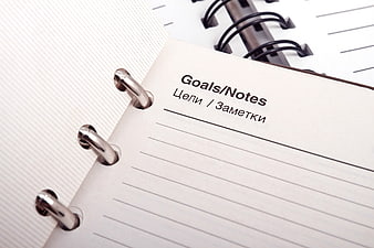 Close-up of Open Planner Notebook With Goals and Notes Section