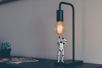 Stormtrooper Action Figure Holding Light Bulb Lamp