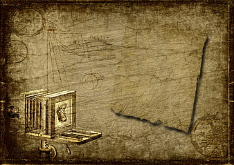 Vintage Camera Illustration on Grunge Paper Background