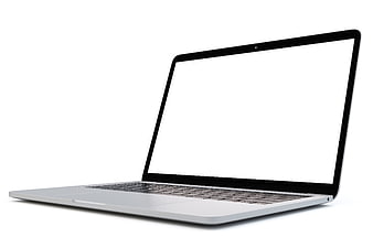 Silver Laptop Computer with Blank White Screen Isolated
