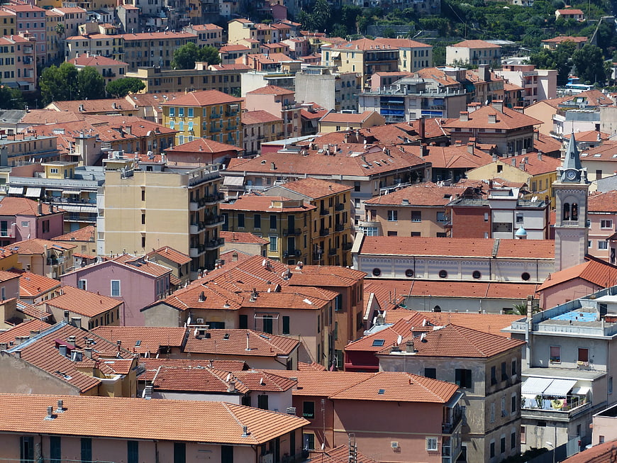 Aerial View of Mediterranean Village with Terracotta Roofs