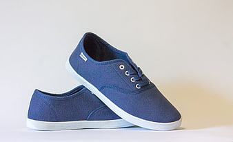 Blue Canvas Sneakers on White Background