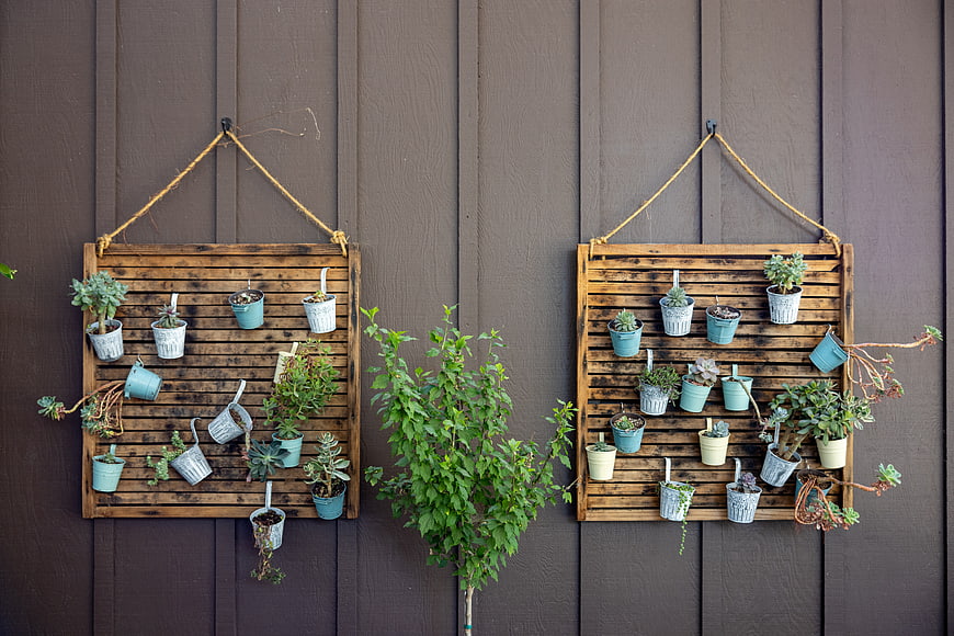 Rustic Wooden Succulent Wall Hanging Garden Decor