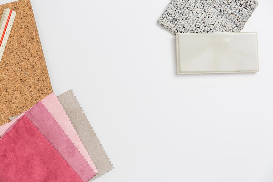 Interior Design Material Samples and Swatches Flat Lay