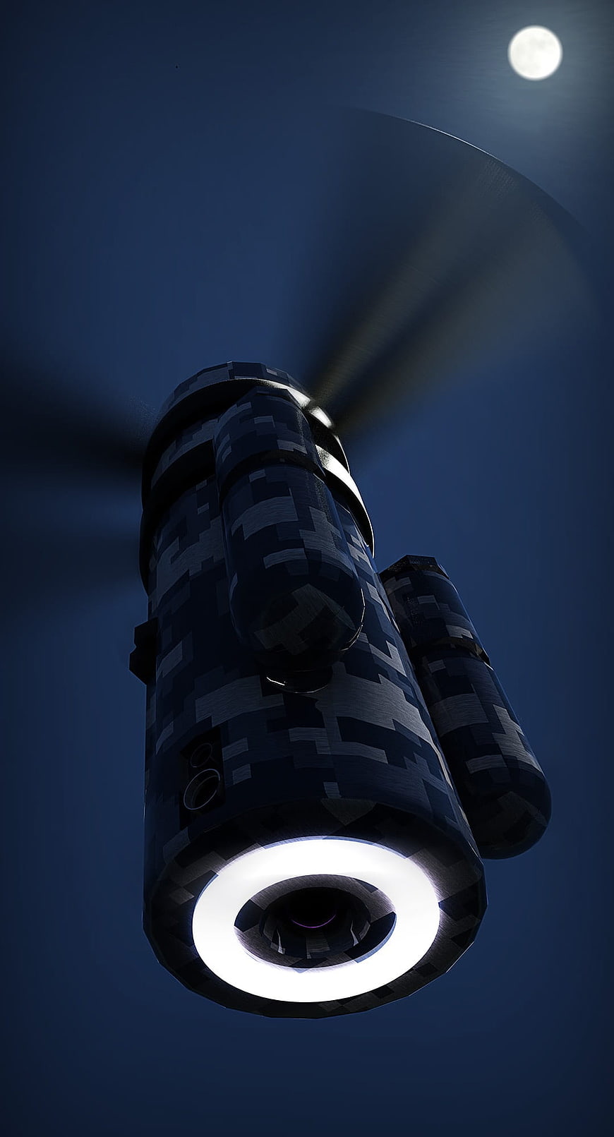 Futuristic Military Drone Flying at Night
