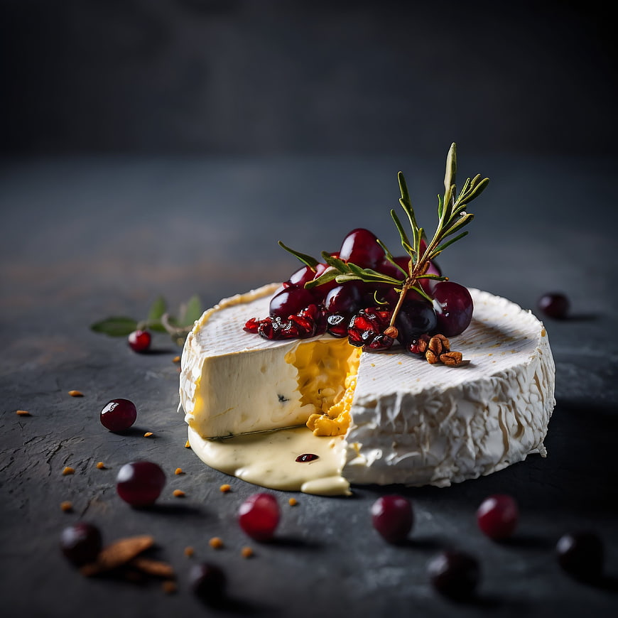 Gourmet Camembert Cheese with Cranberries and Rosemary