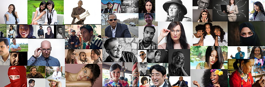 Global Diversity Mosaic: Multicultural People Portrait Collage