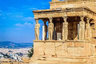Caryatids of the Erechtheion on the Acropolis in Athens, Greece