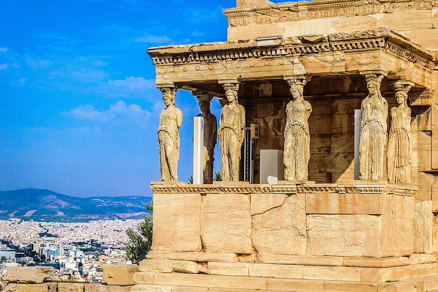 Caryatids of the Erechtheion on the Acropolis in Athens, Greece