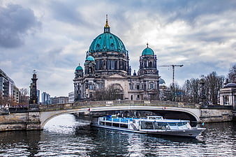 Berlin Cathedral and Tour Boat on the Spree River