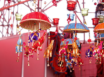 Colorful Hanging Elephant Wind Chimes with Bells