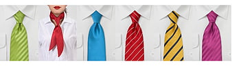 Colorful Necktie Collection On White Dress Shirts
