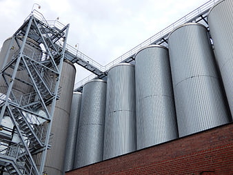 Industrial Metal Fermentation Tanks And Staircase Structure