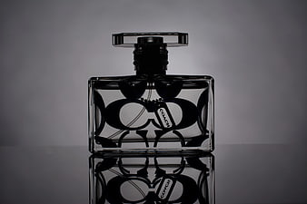 Black and White Perfume Bottle with Reflection