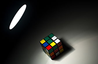 Rubik's Cube on Dark Background with Spotlight